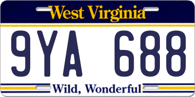 WV license plate 9YA688
