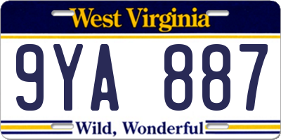 WV license plate 9YA887
