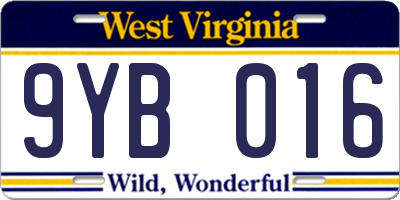 WV license plate 9YB016