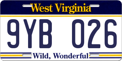 WV license plate 9YB026