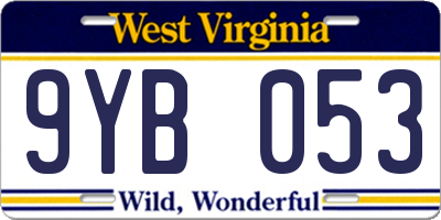 WV license plate 9YB053