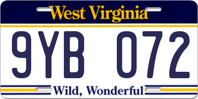 WV license plate 9YB072