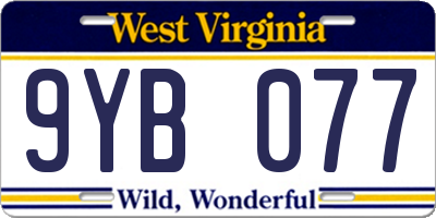 WV license plate 9YB077