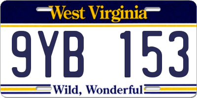 WV license plate 9YB153