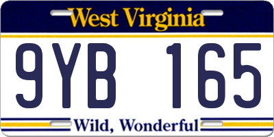 WV license plate 9YB165