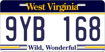 WV license plate 9YB168