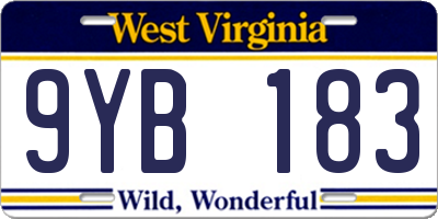 WV license plate 9YB183