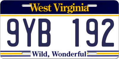 WV license plate 9YB192