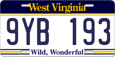 WV license plate 9YB193