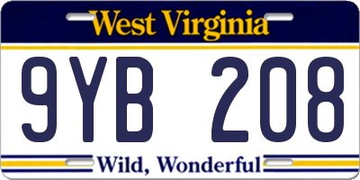 WV license plate 9YB208