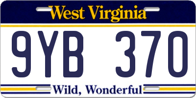 WV license plate 9YB370