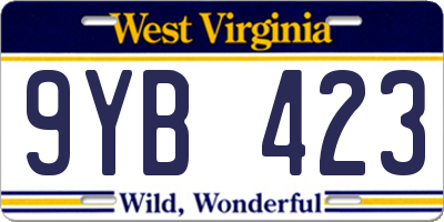 WV license plate 9YB423