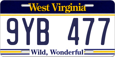 WV license plate 9YB477