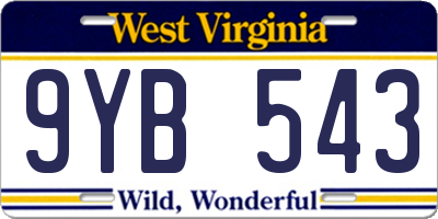 WV license plate 9YB543