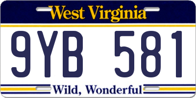 WV license plate 9YB581