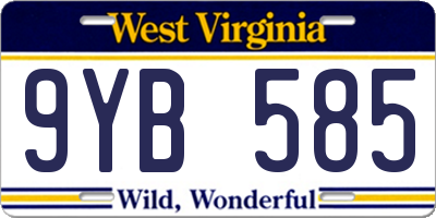 WV license plate 9YB585