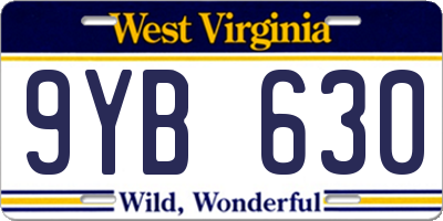 WV license plate 9YB630