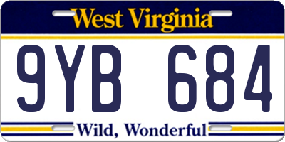 WV license plate 9YB684