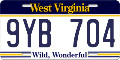 WV license plate 9YB704