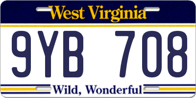 WV license plate 9YB708