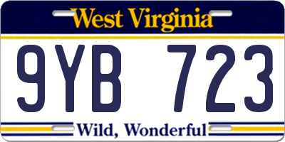 WV license plate 9YB723