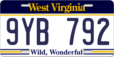 WV license plate 9YB792