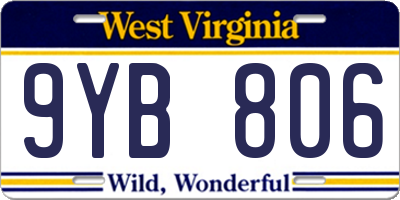 WV license plate 9YB806