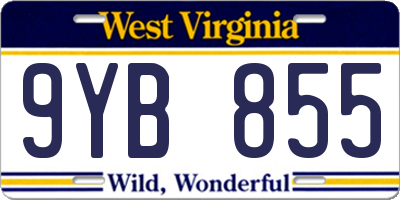 WV license plate 9YB855