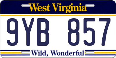 WV license plate 9YB857