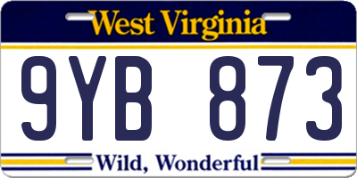 WV license plate 9YB873