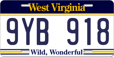WV license plate 9YB918