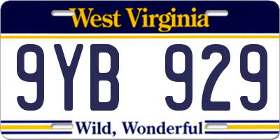 WV license plate 9YB929