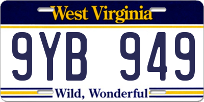 WV license plate 9YB949