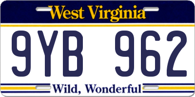 WV license plate 9YB962
