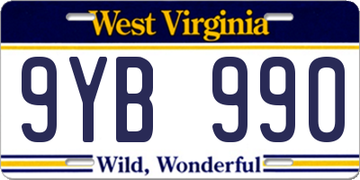 WV license plate 9YB990
