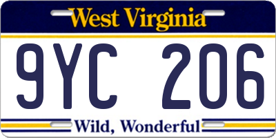 WV license plate 9YC206