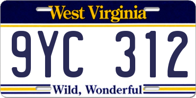 WV license plate 9YC312