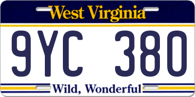 WV license plate 9YC380