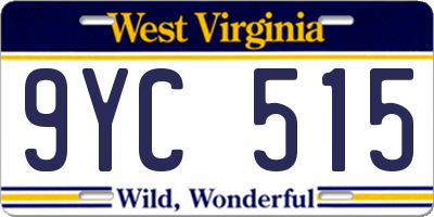 WV license plate 9YC515
