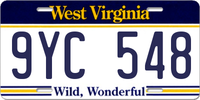 WV license plate 9YC548