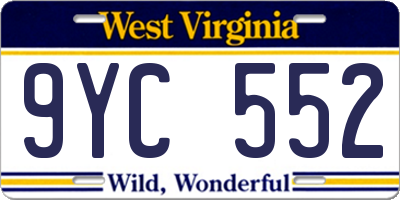 WV license plate 9YC552