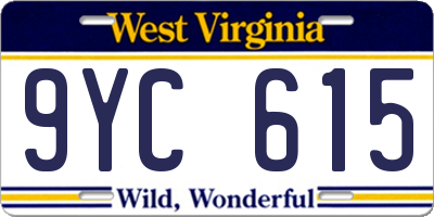 WV license plate 9YC615