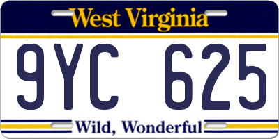 WV license plate 9YC625
