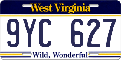 WV license plate 9YC627