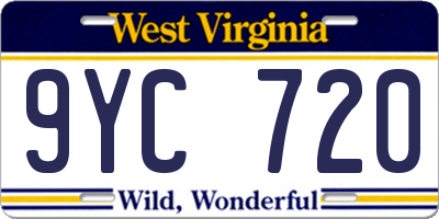WV license plate 9YC720