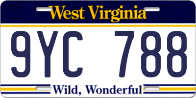 WV license plate 9YC788