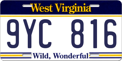 WV license plate 9YC816