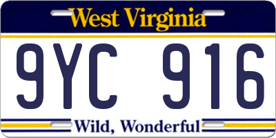 WV license plate 9YC916