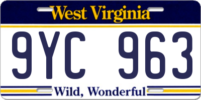 WV license plate 9YC963