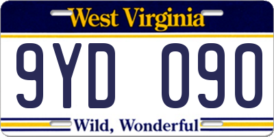 WV license plate 9YD090